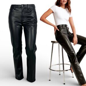 Abercrombie & Fitch The 90's Straight Ultra High Rise Faux Leather Jeans 2/26